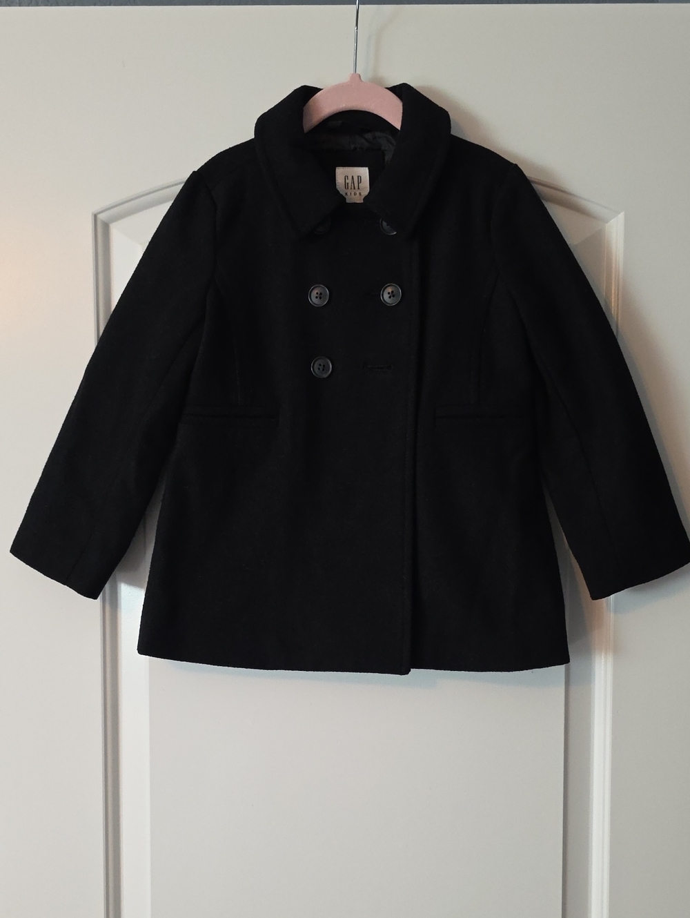 GAP Kids Black Double-Breasted Pea Coat. Size XS.